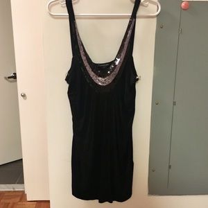 Forever 21 Black Sparkly Tank Top: Size L